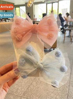Girls hair accessories Korean mesh ball bow hair clips Princ
