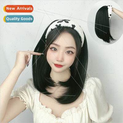 Hairband Wig Women Black Medium Long Hair Chemical Fiber U H