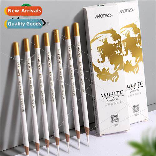 White Charcoal Pencils 适用Art Students White High Gloss Ske