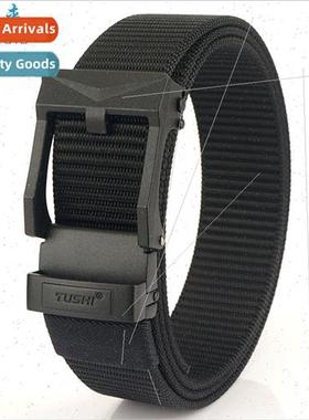 Belt men outer wear toothless automatic buckle nylon braided