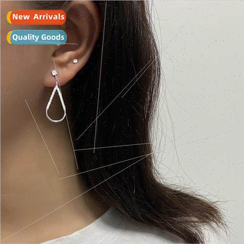 Hollowed out water drop-shaped diamond earrings romantic atm