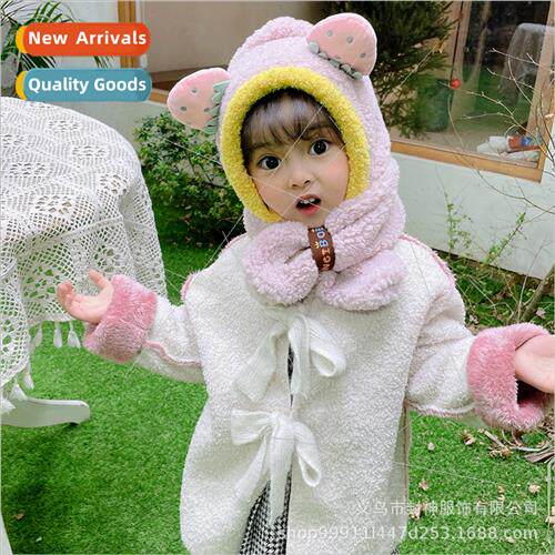 2021 fall winter new children hats scarves one plush hat car