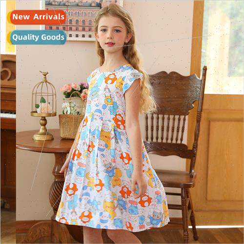 Children summer new cartoon printing dresses middle big chil