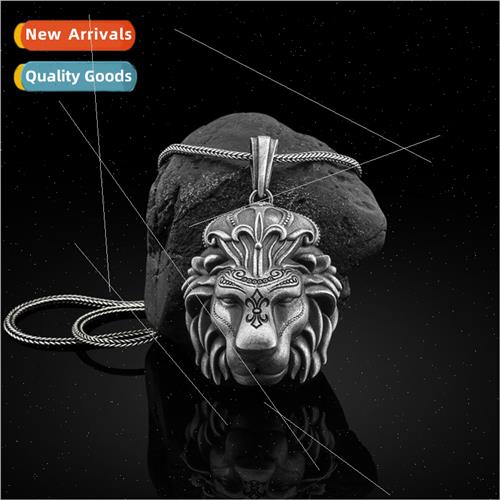 Men tanium steel necklace lion animal necklace ins retro nec