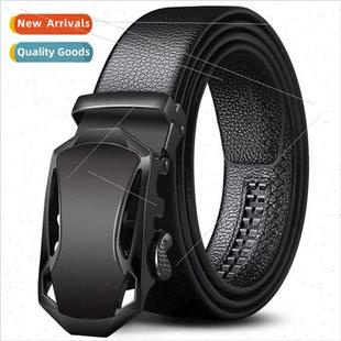Men Black Sports Car Automatic Buckle Belt Wrap Around Waist