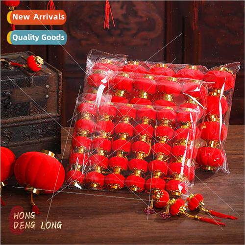 New Year red flocking small lanterns hanging decorations nei