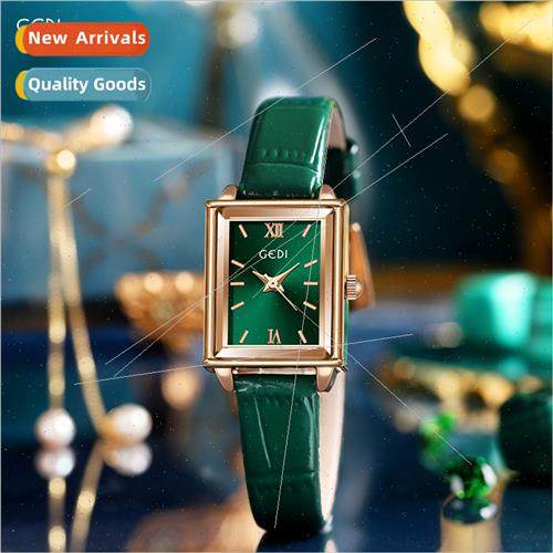 Fashion che Small Square Disc Women Delicate Green Belt Quar