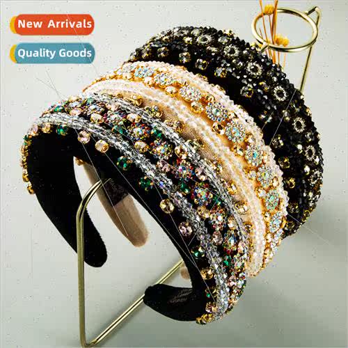 Europe retro Cuban colorful full diamonds hair bands female