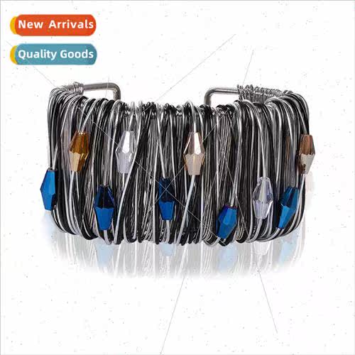Europe wide face bracelet multi-layer metal brushed bead str