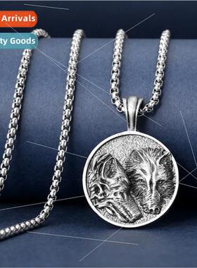 Wolf Clan Round Tag Pendant Europe Men Hip Hop Jewelry Vinta