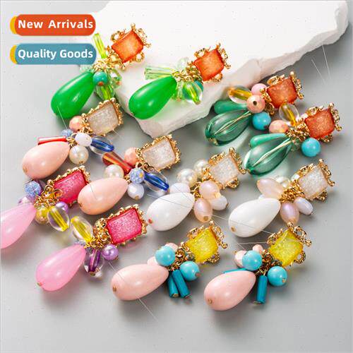 Europe fashion new retro earrings geometric resin drop earri