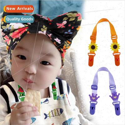 Infant cartoon bib clip adjustable bib clip handkerchief toy
