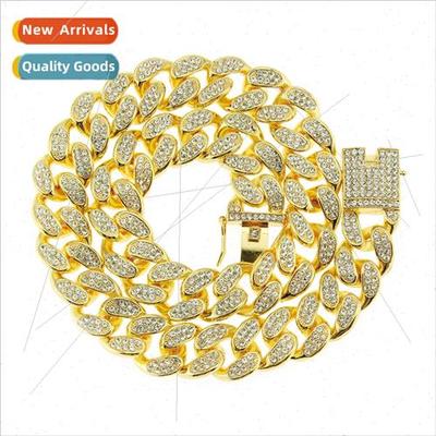 Europe hip-hop full diamond men large gold chain domineering