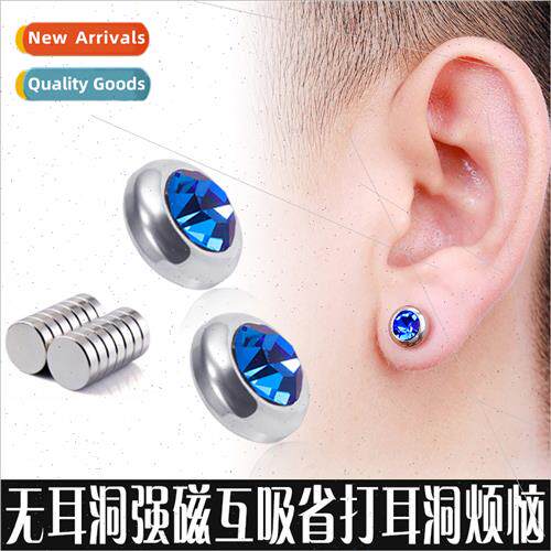 Non-allergenic coloured diamond earrings stainless steel ear - 实物图