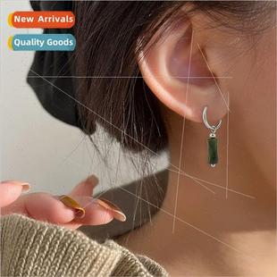 Ancient jade pendant bamboo earrings simple 2023 vintage oli