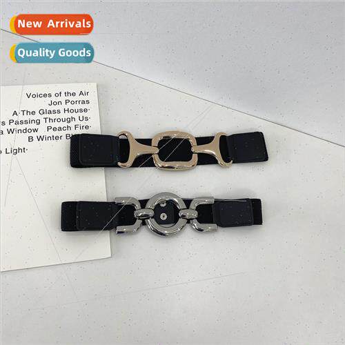 belt female waist oval ring link buckle elastic elastic belt