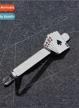 Copper material creative men playing card tie clip 4A modeli
