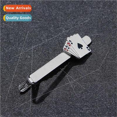 Copper material creative men playing card tie clip 4A modeli