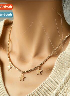 Europe fashion simple row diamond rhinestone pentagram penda