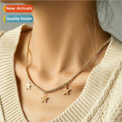 Europe fashion simple row diamond rhinestone pentagram penda