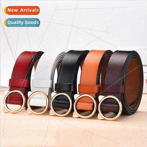 Belt female simple versatile real cowhide black casual cat e