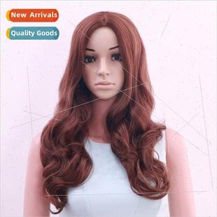 Wig women long curly hair African Europe high temperature si