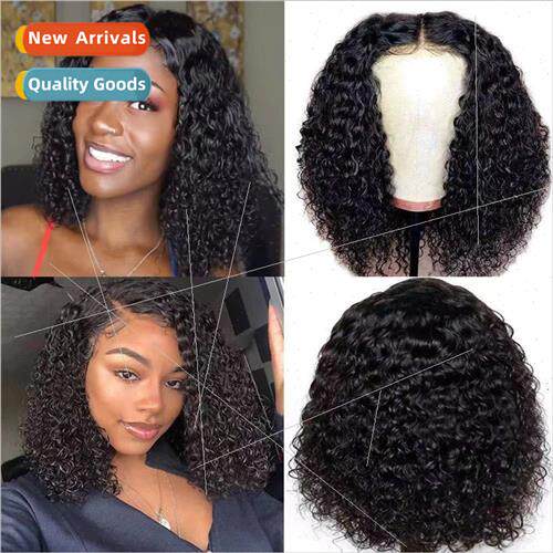 Europe wigs African women black center parted small curly ha