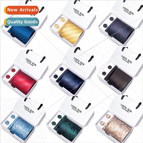 Men Business Tie Square  Box Striped  Su Shirt Tie Black  Se