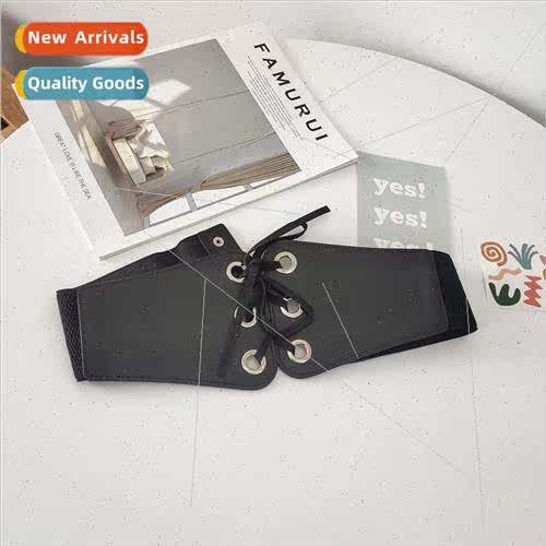 Black Women Waistband Tie Wide Waistband Tie Shape Fashion O