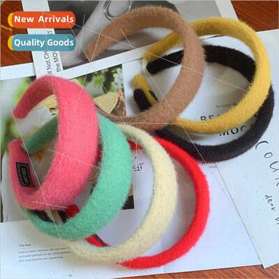 Milk curry color plush sponge hair band Korea simple solid c