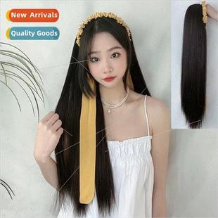 women black hair band fluttering wig pearl Hair long