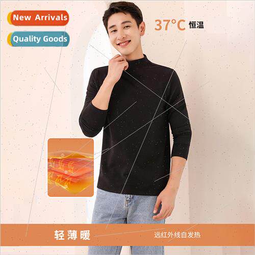 Winter 2024 Autumn Winter Men Half High Neck Tops Inner Warm