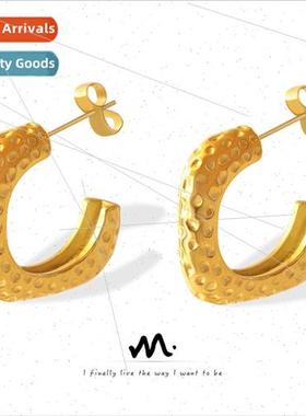 Creative bumpy embellished C-shaped earrings适用women Europe