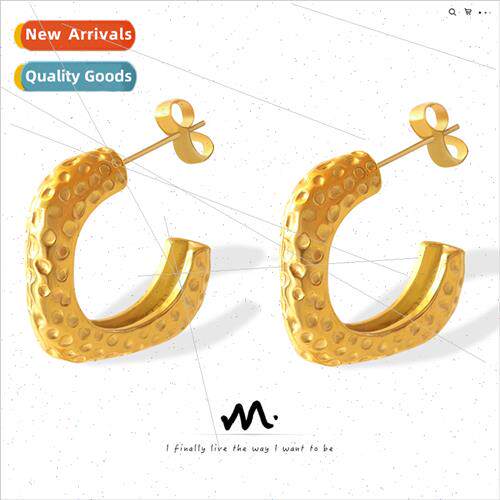 Creative bumpy embellished C-shaped earrings适用women Europe