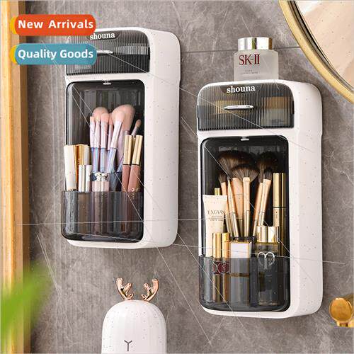 Rotating makeup brush organizer compartment wall-mounted eye