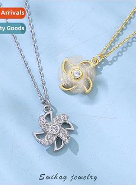 Rotating windmill necklace women rotatable pendant new 2022