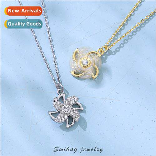 Rotating windmill necklace women rotatable pendant new 2022