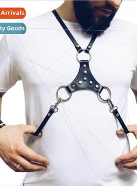 Fashion Leather Clothes Men Spaghetti Straps Leather Flirtin