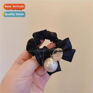 Highly Shiny Ponytail Pearls Hair High Large Bow Bell Peplum