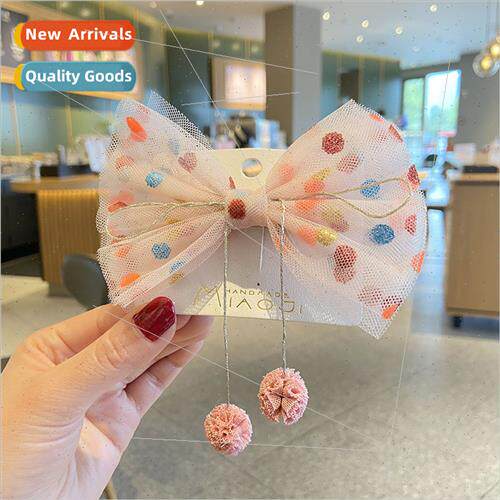 Korea headdress dotted mesh ball bow hairpin summer versatil
