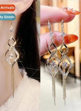 Double diamond tassel earrings to modify shape face earrings