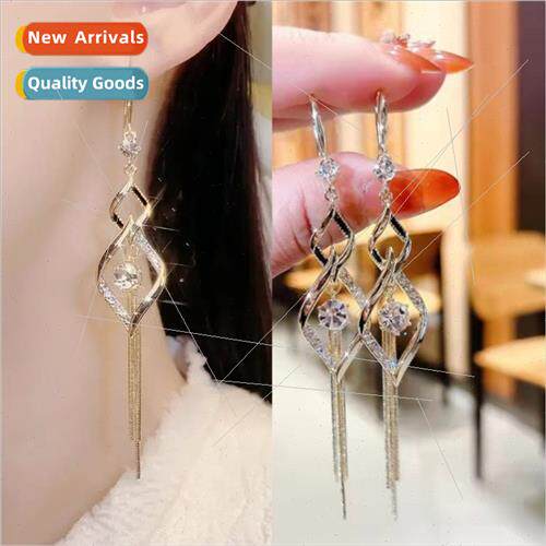 Double diamond tassel earrings to modify shape face earrings
