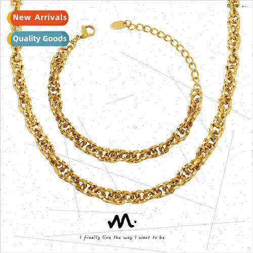 Europe ring interlocking thick chain jewelry tanium steel go