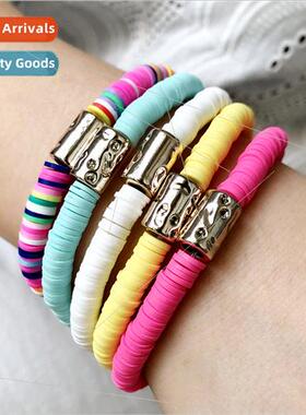 Bohemian Colorful Handmade Soft Ceramic Bracelet Women Europ