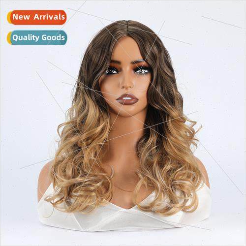 Europe new fashion ladies wig center parting pick dye gradie