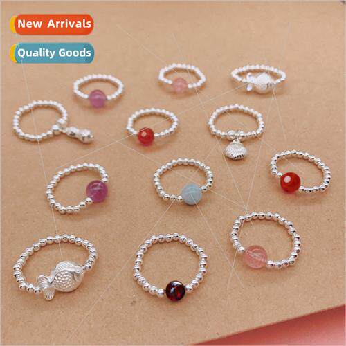 lver plated ring female silver beads elastic finger ring doe