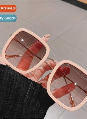 retro square sunglasses female 2021 round face thin blackout
