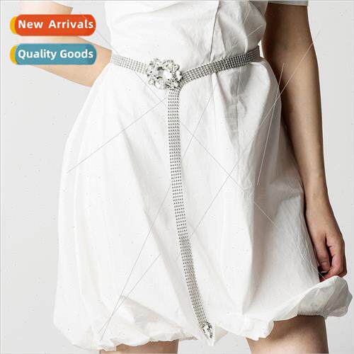 new Europe female flower horse eye drill silver long waist c