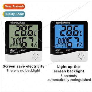 Indoor Temperature Alarm Clo minous Home Meter HTC Humidy