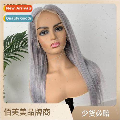 Europe T lver Gray Front Lace Chemical Fiber Wig Head Cover